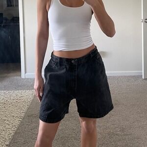 Vintage Wrangler Black Cotton Low Rise Baggy Fit‎ Denim Shorts